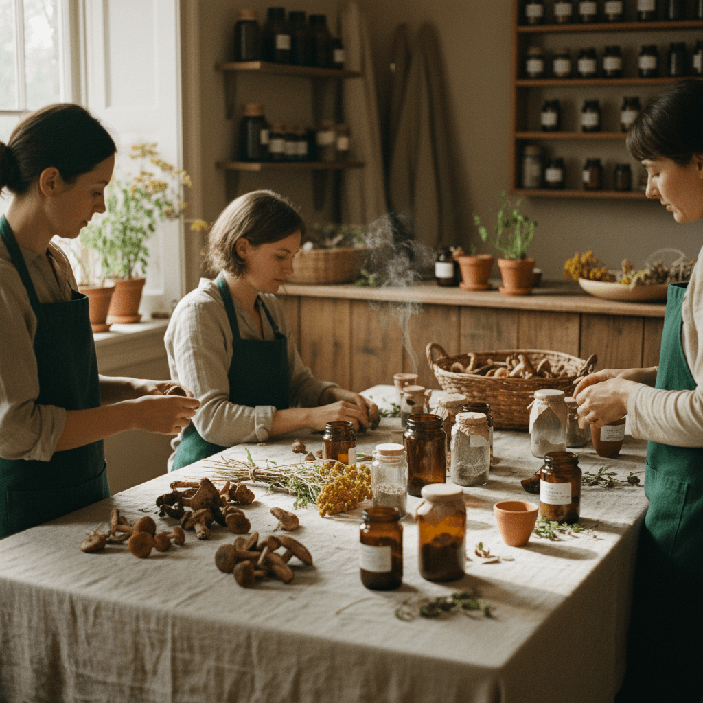 The partner farms around one table